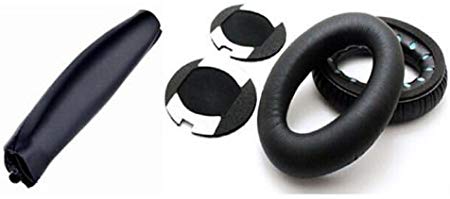 Bose QuietComfort QC2, QC15 Headphone Replacement Ear Pad   Headband Cover / Ear Cushion / Ear Cups / Ear Cover / Earpads Repair Parts / Headband Protector Black