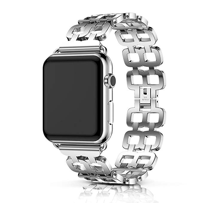 ANCOOL Compatible Apple Watch S4 Band 40mm/38mm 44mm/42mm for Men Women Replacement Stainless Steel Link Band Replacement for Apple Watch Series 4/3/2/1 (38mm Silver)