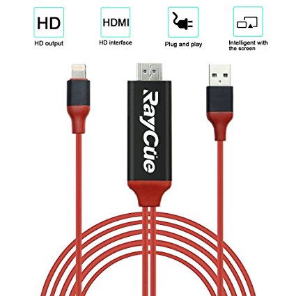 Lightning to HDMI, Lightning Adapter Cable, 6.6ft 1080P HDMI Video AV Cable Connector Conversion HDTV Adapter for iPhone/iPad/iPod Models