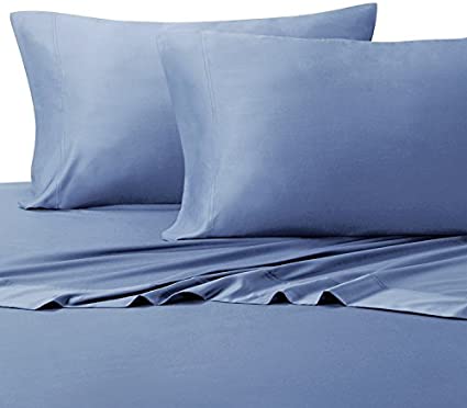 sheetsnthings 600 Thread Count Solid Sheet Set, Deep Pocket (Queen, Periwinkle)