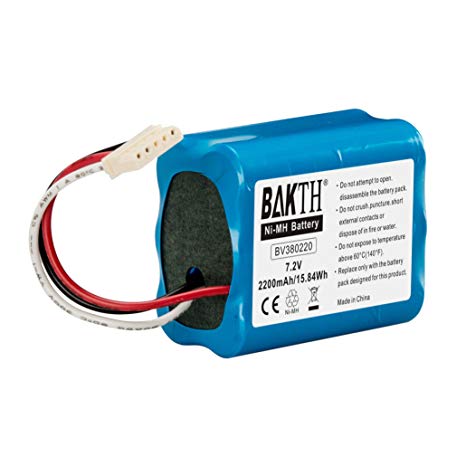 BAKTH 2200mAh 7.2V NiMH Battery Real Capacity for iRobot Braava 380T, Braava 380, Mint Plus 5200, 5200C