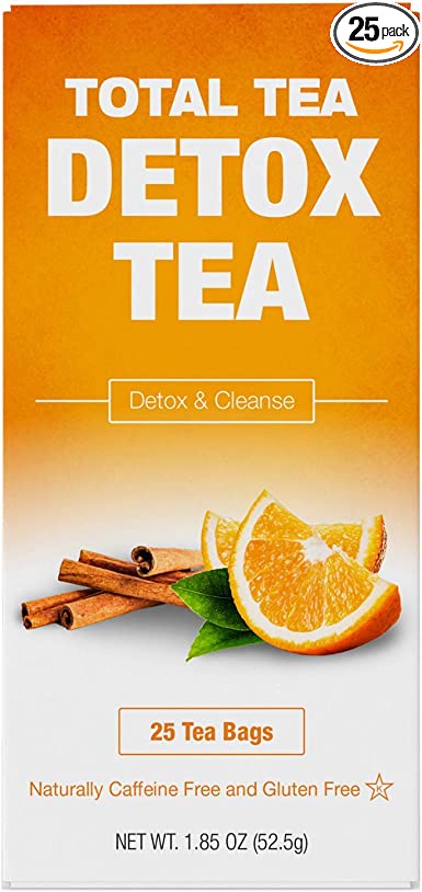 Total Tea Caffeine Free De-Tox Tea - All Natural - Slim Herbal Tea for Gentle Relief - 25 Tea Bags