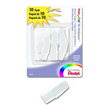 Pentel Arts Hi-Polymer White Cap Erasers (ZEH02PABP10)