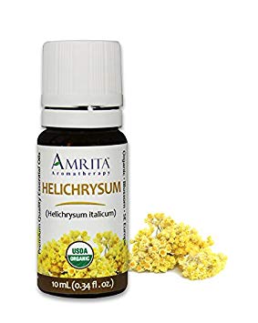 Amrita Aromatherapy Organic Helichrysum Essential Oil, 100% Pure Undiluted Helichrysum italicum, Therapeutic Grade, Premium Quality Aromatherapy oil, Tested & Verified, 10ML