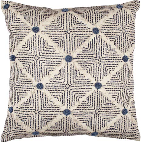 Rivet Transitional Tufted Dot Diamond Decorative Throw Pillow, 17" x 17" , Navy