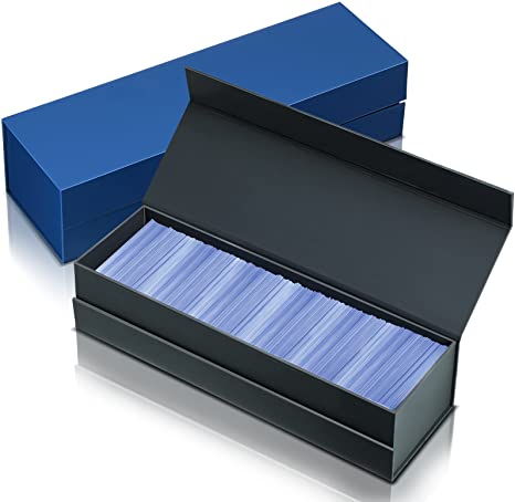 2 Pcs Trading Card Storage Box Graded Card Storage Holder Container, Choice of Loader, Display Stand Combos, Card Sleeve Loader Collector Card Starter Kit (Blue, Black,14 x 4.3 x 3.2 Inches)