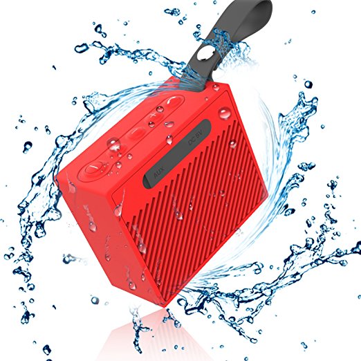 Elecder Waterproof Portable Outdoor Shower Bluetooth 4.2 Speakers, Wireless With 5W 13 Hours Rechargeable Battery Life, Built-in Mic Aux Input for iPhone Samsung Galaxy LG, Red