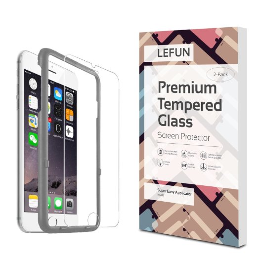 (2-Pack) LeFun™ iPhone 6 Screen Protector Tempered Glass with Applicator HD Oleophobic Anti Scratch Anti Fingerprint, Round Edge Ultra Clear for iPhone 6 / 6s 4.7"