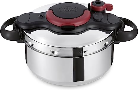 Tefal Clipso Easy – Stainless Steel Pressure Cooker with 5 Minut Security Systems and Tie Closure – Black