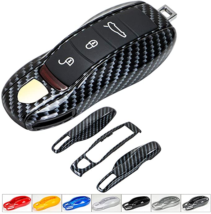 AeroBon 3-Piece Painted Key Cover/ Key Fob Shell Cover Compatible with Porsche Key Shell (MK1)