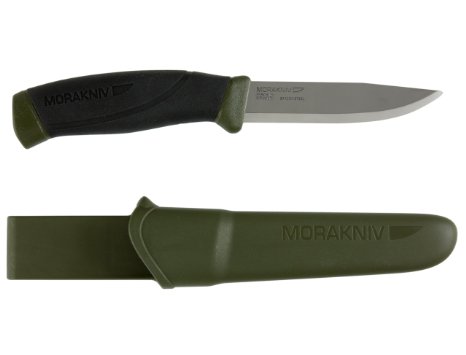 Morakniv Companion Fixed Blade Outdoor Knife with Carbon Steel Blade, Military Green, 4.1-Inch