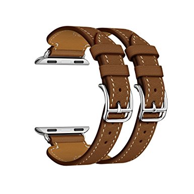 Kartice for Apple Watch Band,Double Buckle Cuff Apple Watch Band Luxury Leather Strap Bracelet Replacement Wrist Band for Apple iWahtch Apple Watch Series 1 Series 2(42mm,Double buckle Brown)