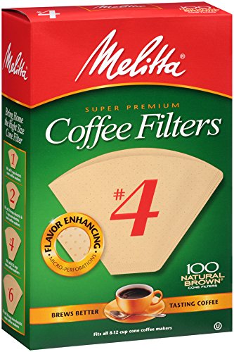 Melitta No. 4 Cone Coffee Filters, Natural Brown, 100 Count