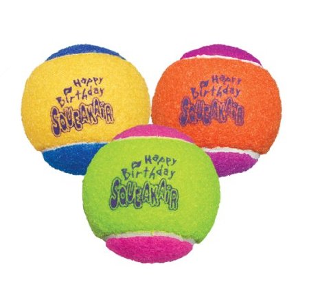 KONG Air Dog Squeakair Birthday Balls Dog Toy Medium Colors Vary 3 Balls