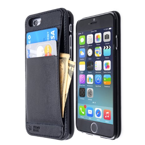 Stony-Edge iPhone 6  Wallet Case, Money & Credit Card Holder, for iPhone 6 Plus (5.5), with FREE Screen Protector & Polishing Cloth, Premium Quality (Black)