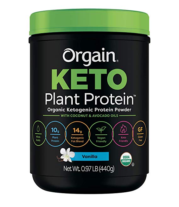 Orgain Keto Plant-Based Protein Powder, Vanilla - Keto Friendly, Organic, Vegan, Gluten Free, Organic Prebiotic Fiber, 0.97 Pound