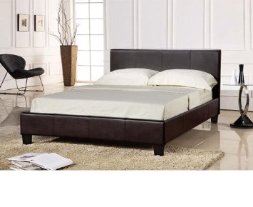 Single Bed Frame 3ft Faux Leather - Prado Chocolate