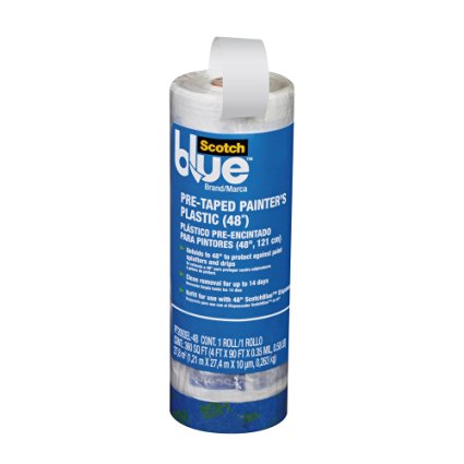 ScotchBlue Pre-taped Painter's Plastic, Unfolds to 48-Inches by 30-Yard