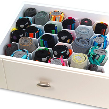 Hangerworld Honeycomb Drawer Organiser with 32 Compartments - Divider for Belt, Tie, Socks, Underwear etc.