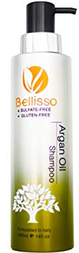 Bellisso Moroccan Argan Oil Shampoo Sulfate Free for Normal Oily Curly Dry Damaged Color and Keratin Treated Hair for Men and Women