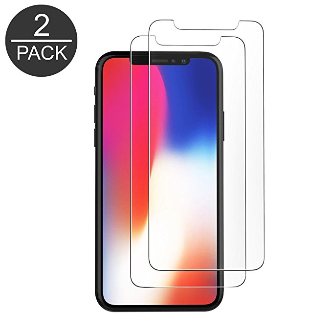 Lymor iPhone X Screen Protector, Premium Tempered Glass Screen Protector HD Clear Full Coverage Screen Protective Film for Apple iPhone X iPhone 10 (2 Pack)