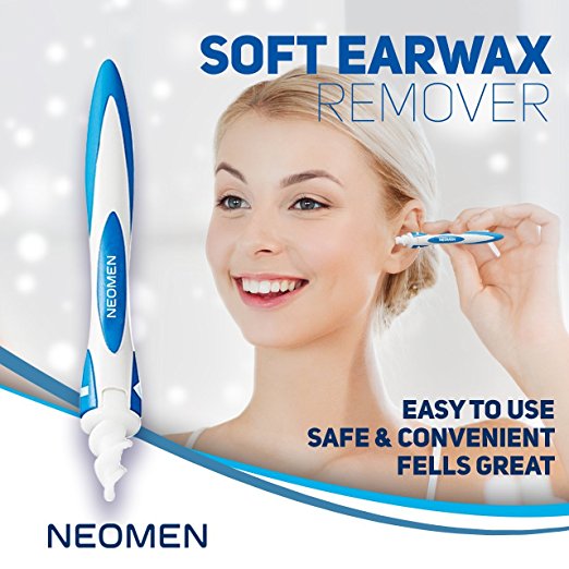 Ear Wax Removal Tool - Safe and Soft Ear Cleaner System with 16 pcs Washable Spiral Tips.
