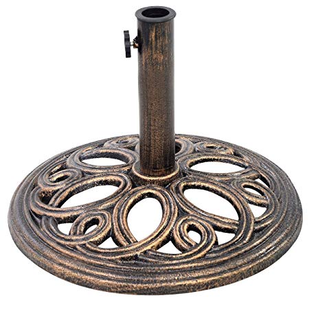 Giantex 18" Round Umbrella Base Stand Cast Iron Market Patio Outdoor Deck Porch Lawn Garden Heavy Duty Patio Umbrella Base Stand