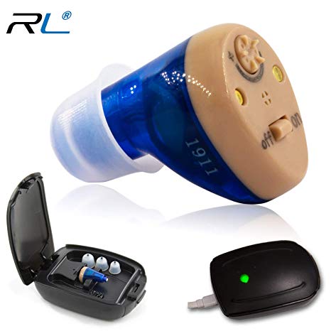 R&L Rechargeable Hearing Amplifier C100 to Aid and Assist Hearing for Adults and Seniors, Digital CIC ITE ITC Style Rechargable Device with Feedback Cancellation, Fit Both Ears