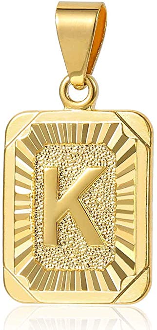 Trendsmax Initial Letter Pendant Necklace Mens Womens Capital Letter Yellow Gold Plated A Z Stainless Steel Box Chain 22inch