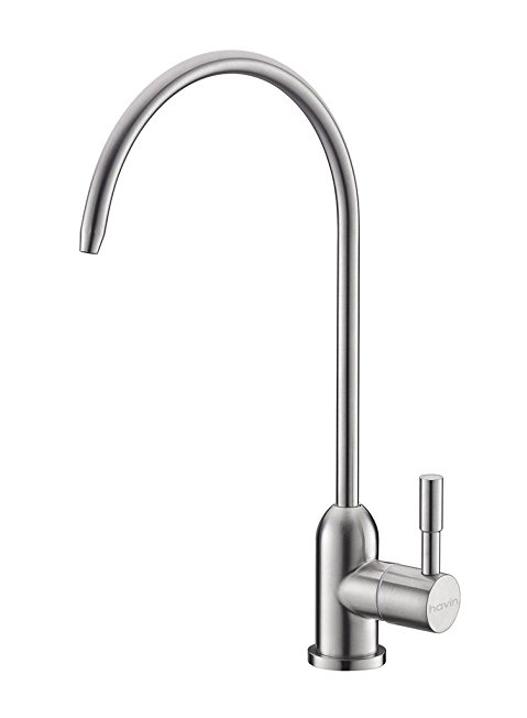 Havin Stainless Steel Lead Free Water Faucet,Reverse Osmosis Faucet, Drinking Water Faucet, Purifier Faucet,Water Filtration System Faucet, Beverage Faucet,1/4 Inch Tubing,Brushed Nickel (Round Style)