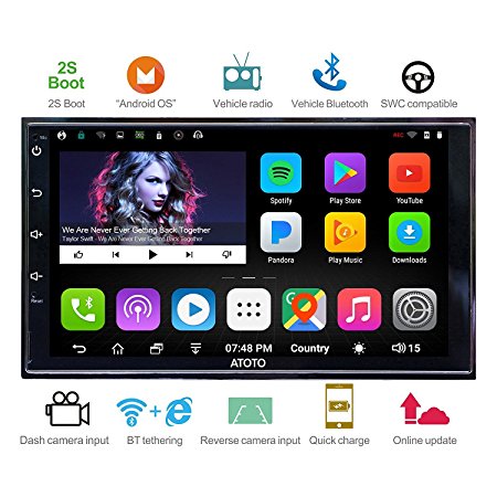 [2017NEW] ATOTO A6 2DIN Android Car Navigation Stereo with Dual Bluetooth & 2A Charge -Premiun A62721P 2G/32G Car Entertainment Multimedia Radio,WiFi/BT Tethering internet,support 256G SD &more