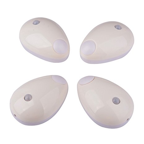 Amazlab SL5W4 Bulk Set of 4 Motion Sensor LED Light, Small, Portable, Handy Night Light, Perfect for Bathrooms, Corridors, Basements, Hallways, Offices and Homes, Multi-use, Above Keyholes, Light Switches, As Step Lights. White