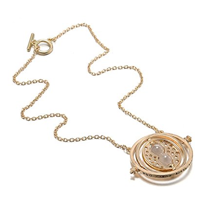 bestwishes2u Fashion Style Gold Tone Alloy Rotatable Hourglass Pendant Necklac