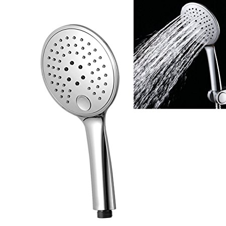 Kimitech Silver Handheld Shower 2.5GPM FastClean Refuse Limescale Head with 3 Sprays/Position G1/2 Connector Universal Fitting for Spray, Massage,Spray Massage,Chrome,Sillver