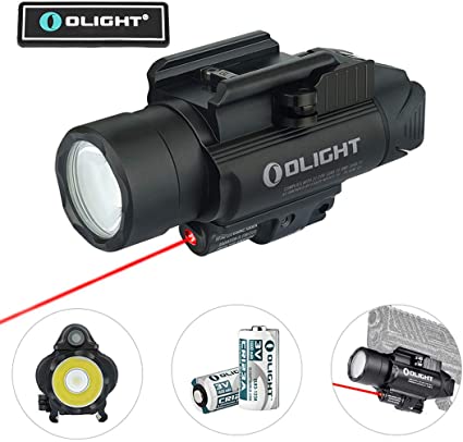 OLIGHT Baldr RL 1120 Lumens LED Rail-Mounted Weaponlight with Red Beam, 240 Meters Beam Distance Tactical Light Powered by 2 x CR123A Batteries, Black