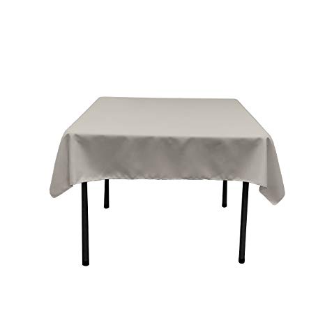 LA Linen Polyester Poplin Square Tablecloth, 52" x 52", Light Grey