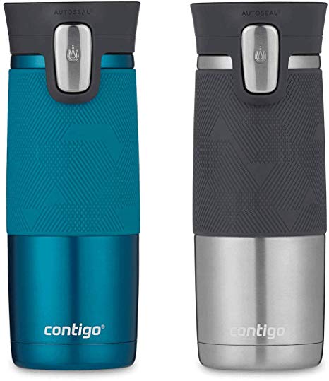 Contigo Autoseal 2 Pack Thermal Travel Mugs 16oz/473ml Grey/Turquoise