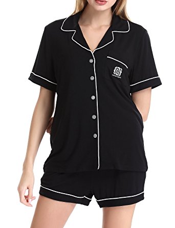 NORA TWIPS Womens Knit Soft Sleepwear Short Sleeves Pajama Set With Short Pants (XS-XL)