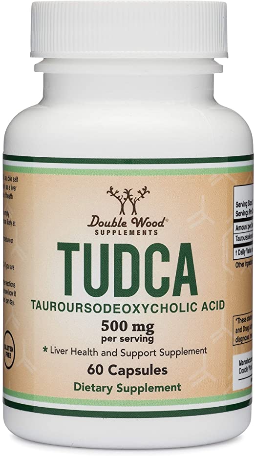 TUDCA Liver Support Supplement, 500mg Servings, Liver Health Aid for Detox and Cleanse (60 Capsules, 250mg) Genuine Bile Acid TUDCA with Strong Bitter Taste by Double Wood Supplements