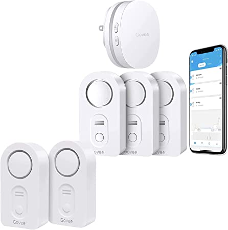 Govee WiFi Water Sensor 3 Pack, 100dB Adjustable Alarm Bundle with Govee Water Detectors 2 Pack, 100dB Adjustable Audio Alarm Sensor