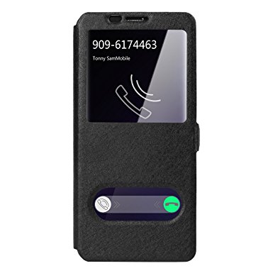 Galaxy S9 Plus Case, AICase [ Window View ] PU Leather Magnet Closure Flip View 360 Degree Full Body Protection Case Flip Folio Stand Cover for Samsung Galaxy S9 Plus(Black)