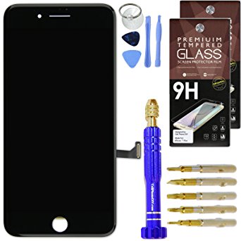 DIY iPhone 7 Plus Screen Replacement 5.5" Black , LCD Touch Screen Digitizer Assembly Set   Premium Glass Screen Protector   Free Repair Tool Kit