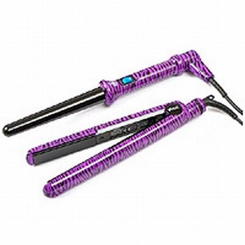 Yogi Gift Pack Zebra Hair Straightener and Wand Set Purple