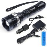 CVLIFE 1800 Lumens Cree Xm-l 8066-t6 Rechargeable Zoomable Flashlight Torch 18650 Battery Carwall Charger