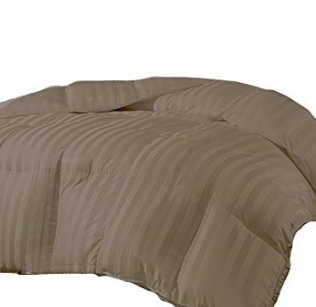 MARRIKAS REVERSIBLE MicroFiber Down Alternative TWIN OR TWIN EXTRA LONG Comforter TAUPE STRIPE