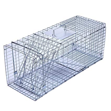 Trapro Large Collapsible Humane Live Animal Cage Trap for Raccoon, Opossum, Stray Cat, Rabbit, Groundhog and Armadillo - 81 x 28 x 33 cm