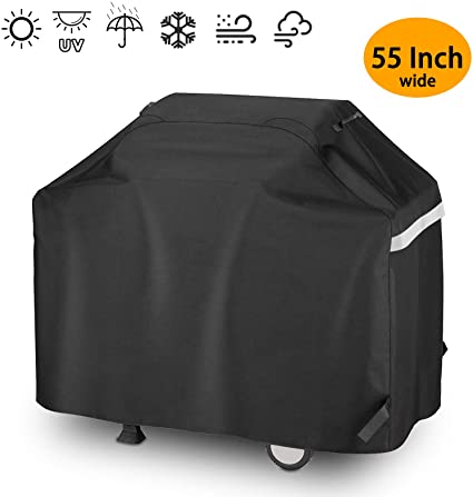 Hisencn BBQ Grill Cover 55 Inch Heavy Duty Waterproof Barbecue Gas Grill Cover for 3 to 4 Burners Grill, All Weather Protection for Weber, Charbroil, Nexgrill, Brinkmann, Char Broil, Dyna-Glo and More