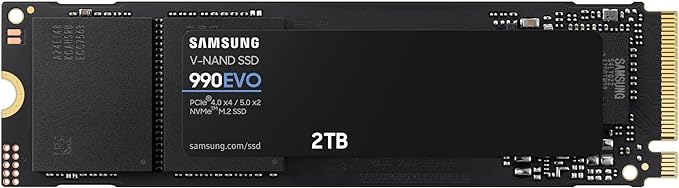 SAMSUNG 990 EVO SSD 2TB, PCIe 5.0 x2 M.2 2280, Speeds Up-to 5,000MB/s, Upgrade Storage for PC/Laptops, HMB Technology and Intelligent Turbowrite (MZ-V9E2T0B/AM)[Canada Version]