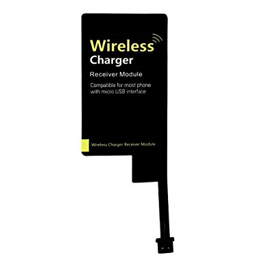 iDOO Ultra Slim Qi Wireless Charging Receiver Module for Most Android Phones with Micro USB port - Narrow interface upwards, Wide interface downwards (USB Port Location: in the left bottom)