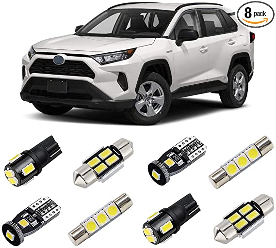 BRISHINE White Interior LED Lights Kit for Toyota RAV4 2016 2017 2018 2019 2020 2021 Super Bright 6000K Interior LED Light Bulbs Package   License Plate Lights and Install Tool